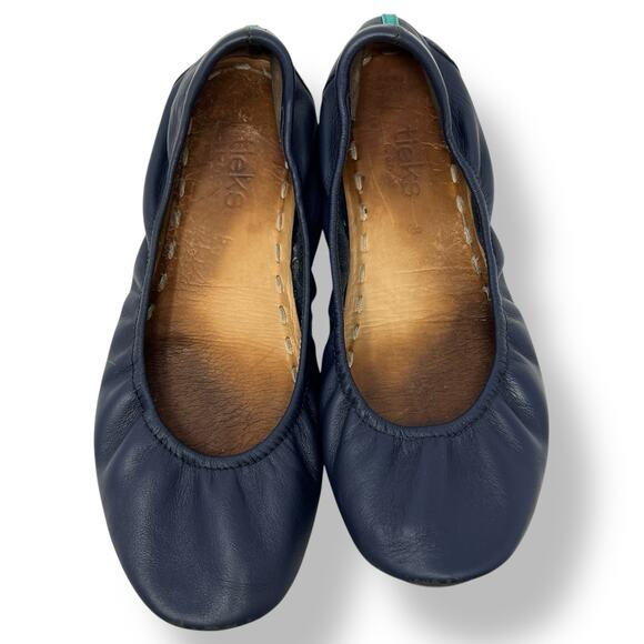 TIEKS By Gavrieli Matte Leather Women's Ballet Flats Shoes Navy Blue Size: 8 - Picture 1 of 9